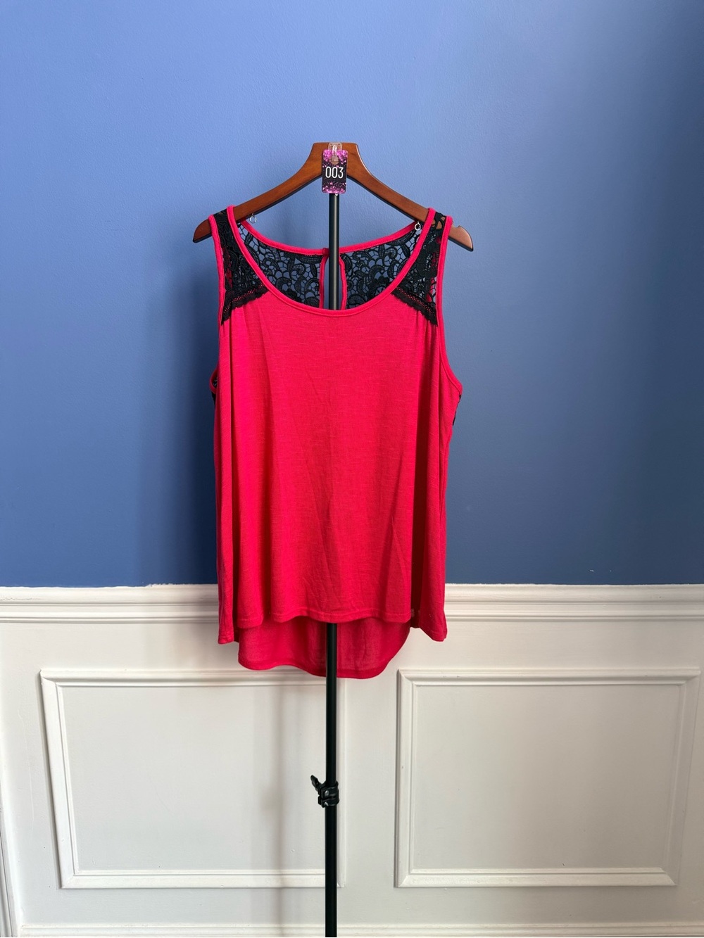 Women's red Lace-Trim Tank Top